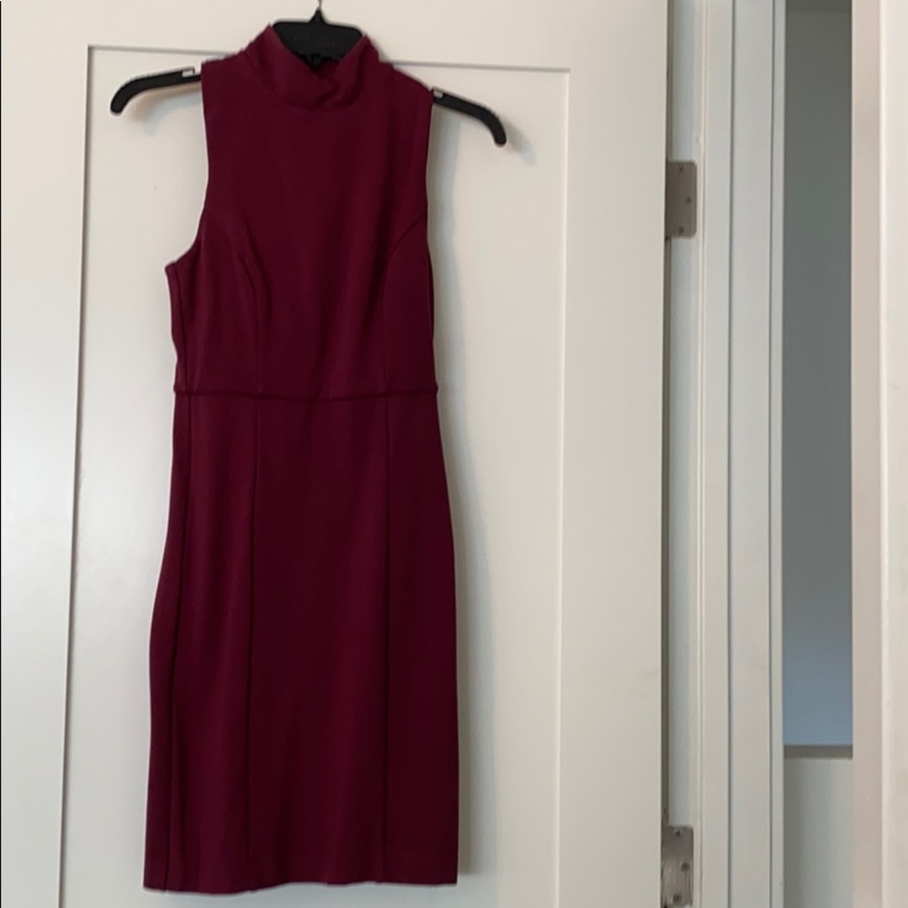 High neck maroon dress